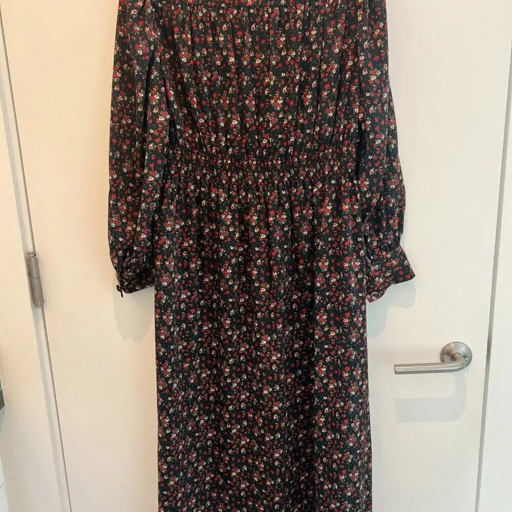 Sandro Paris Tabitha Floral Print Wrap Midi Dress Size 38 US 6 — Belted - Picture 3 of 6